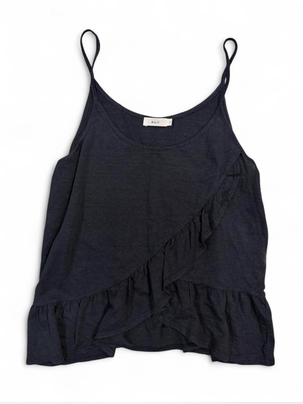 A.L.C. Ruffle Linen Knit Tank Top Small - Picture 4 of 8